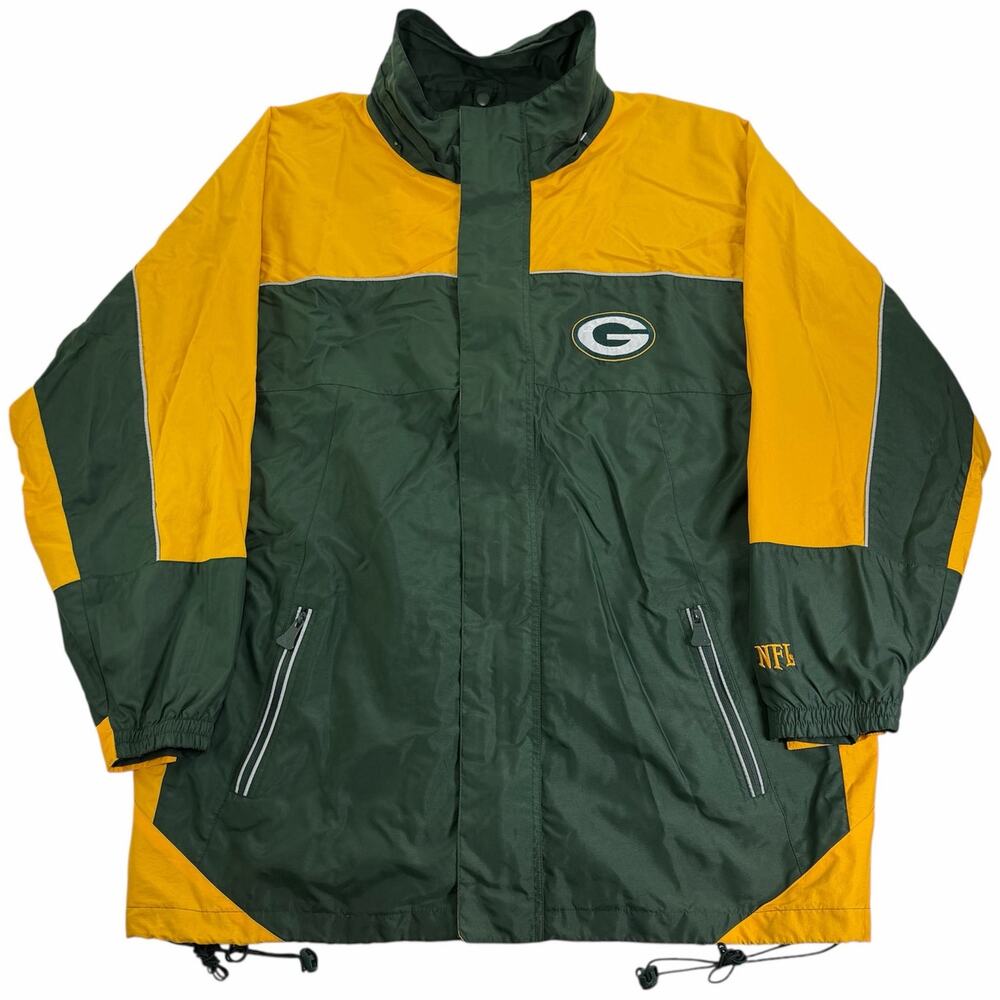 Vintage Green Bay Packers Jacket Men's XL NFL Football Green & Yellow Full Zip